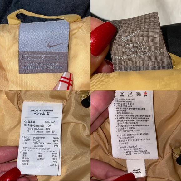 Nike | Rare Vintage Down Puffer Jacket Full Zip Hooded Muted Yellow Black Stripe - Picture 11 of 16